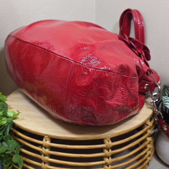 Coach RARE Limited Edition Poppy Patent with Flower Large Tote - Picture 7 of 16